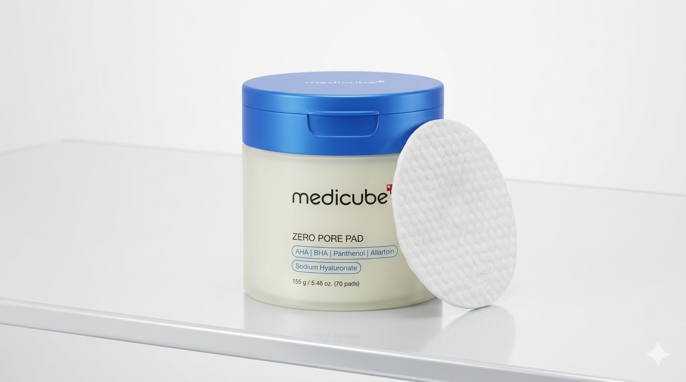 Medicube Zero Pore Pads 2.0 jar, the best AHA BHA pads for pore minimization.